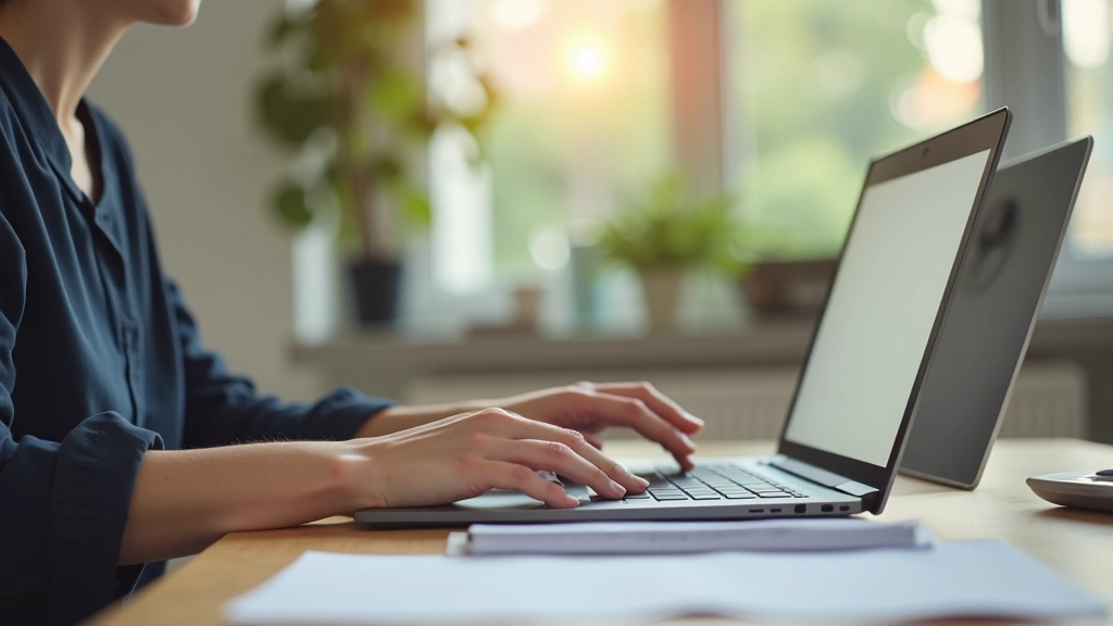 Person am Laptop, richtet einen automatischen Dauerauftrag für regelmäßiges Sparen ein
