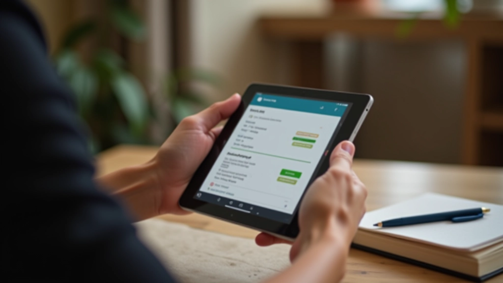 Finanzielle Ziele werden mit Hilfe einer App und Notizbuch überprüft